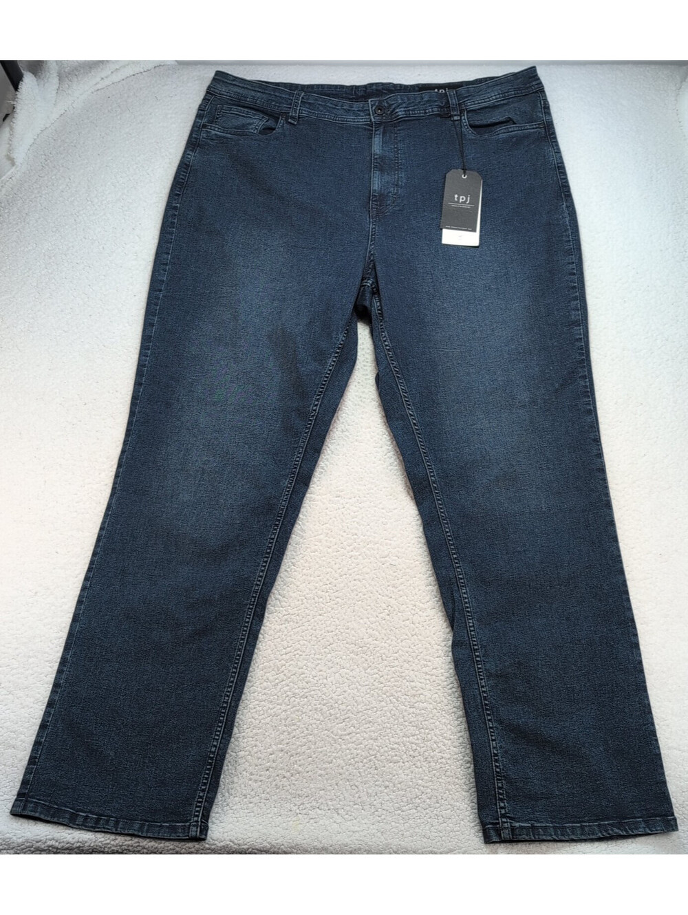 The Perfect Jean NYC Men's 44x34 Thick Thicc Blue Jeans Beige Straight Stretch